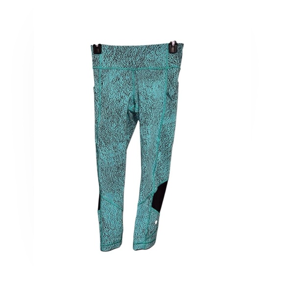 Lululemon Pace Rival Crop – Spray Jacquard Bali Breeze/Black, Size 4 - Picture 2 of 3